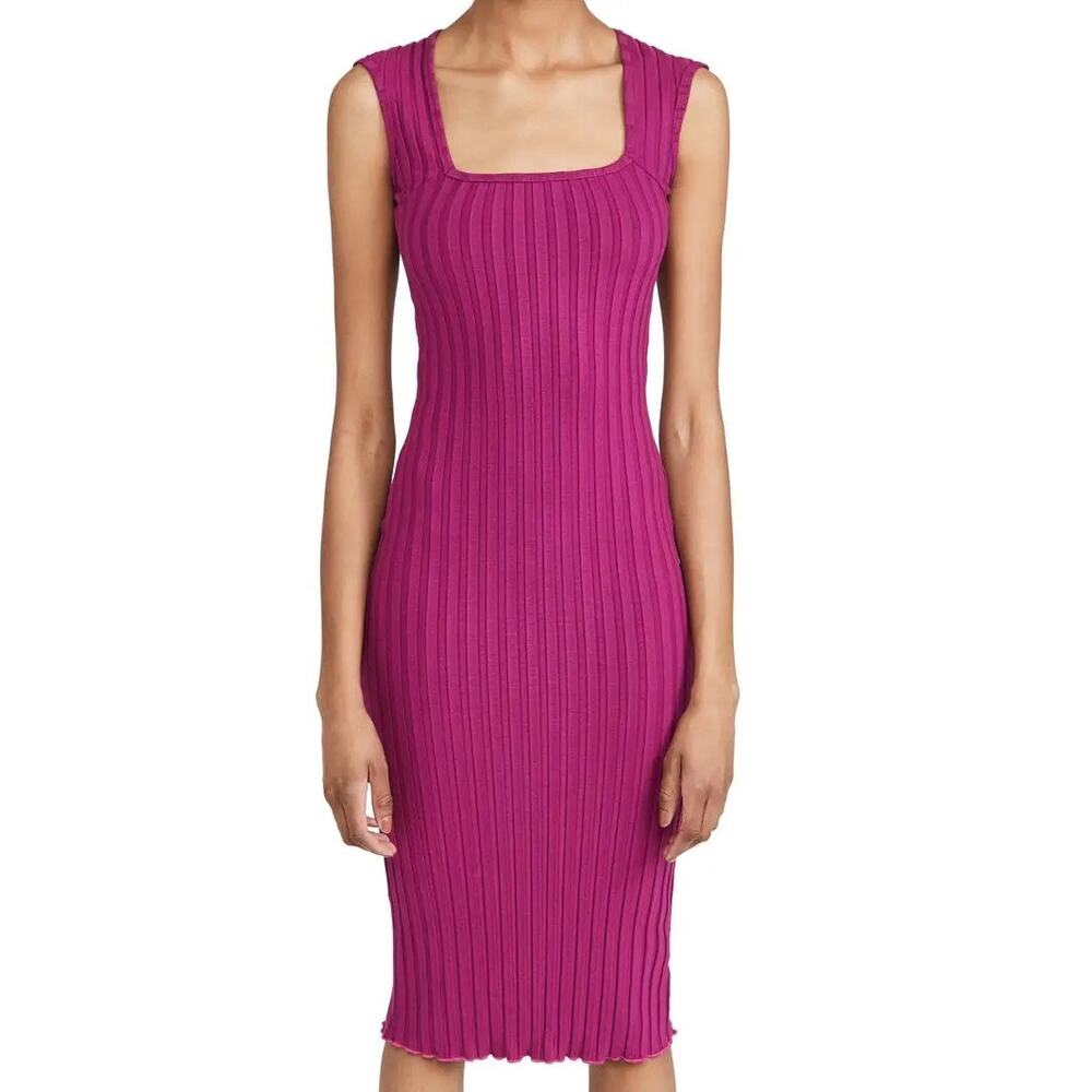 Simon Miller Fuchsia Ribbed Knit Midi Dress